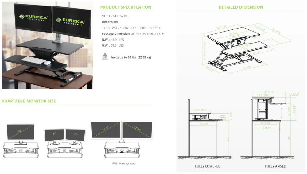 eureka standing desk converter