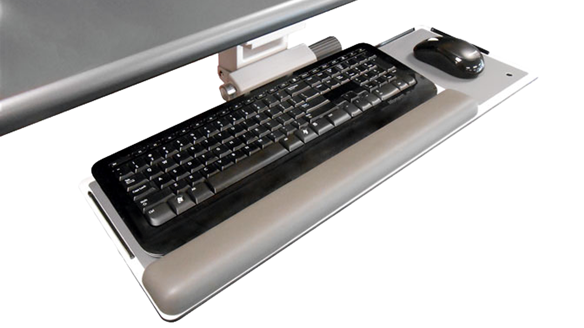 Under Desk Keyboard Tray - Full Motion & Height Adjustable Keyboard and  Mouse Tray, 10x26 Platform - Ergonomic Desk Mount Computer Keyboard Tray