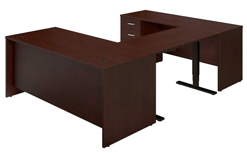 U shaped sit on sale stand desk